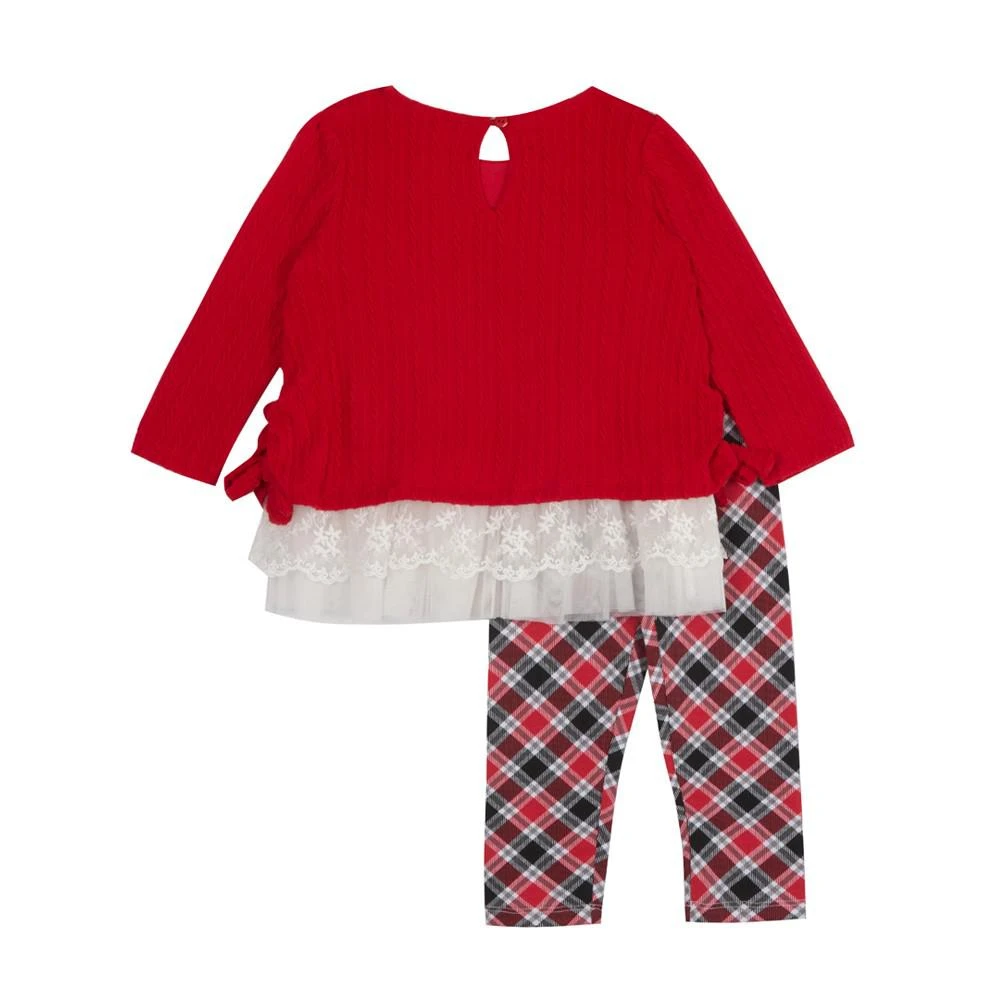 商品Rare Editions|Toddler Girls Knit Top, Plaid Leggings and  Headband,价格¥65,第2张图片详细描述