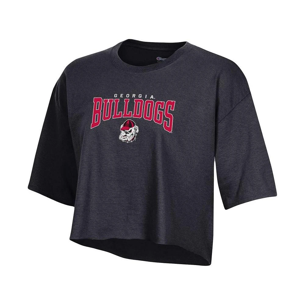 商品CHAMPION|Women's Heather Charcoal Georgia Bulldogs Boyfriend Cropped T-shirt,价格¥222,第3张图片详细描述