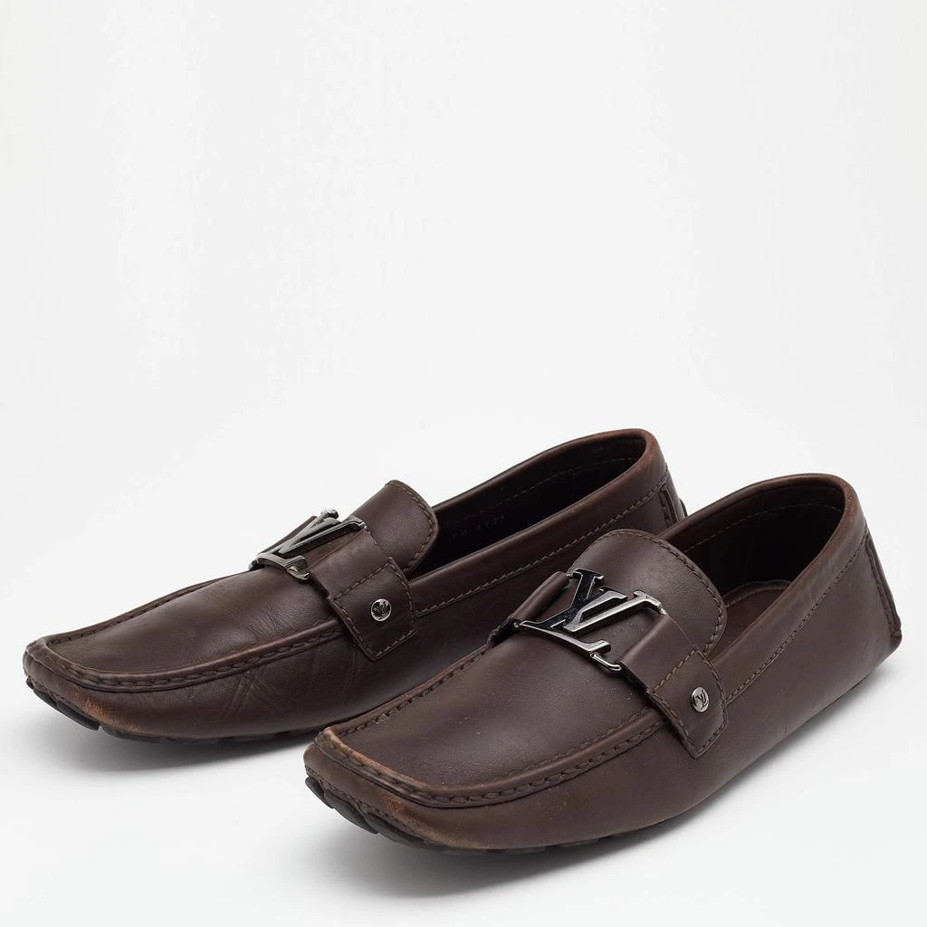 商品[二手商品] Louis Vuitton|Louis Vuitton Brown Leather Hockenheim Slip On Loafers Size 43.5,价格¥1119,第2张图片详细描述