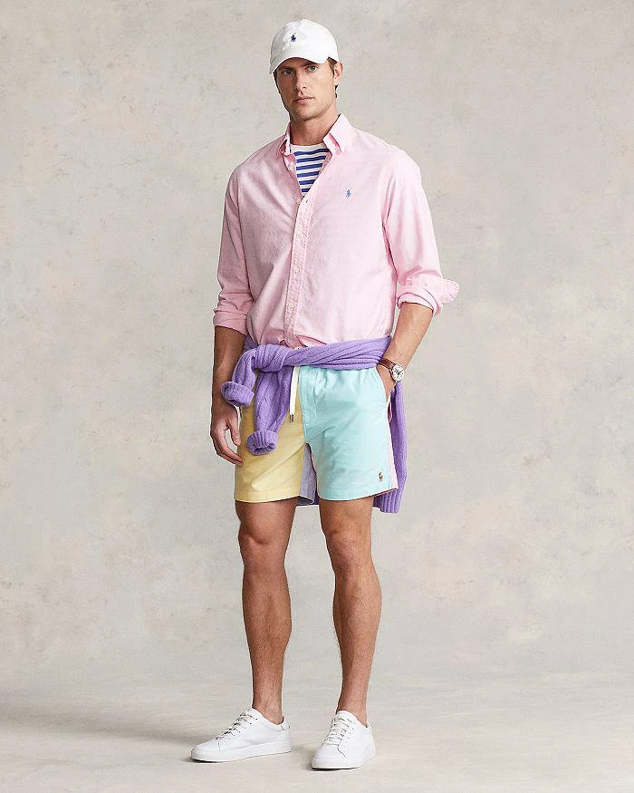 商品Ralph Lauren|6-Inch Cotton Oxford Color Blocked Classic Fit Shorts ,价格¥413,第2张图片详细描述