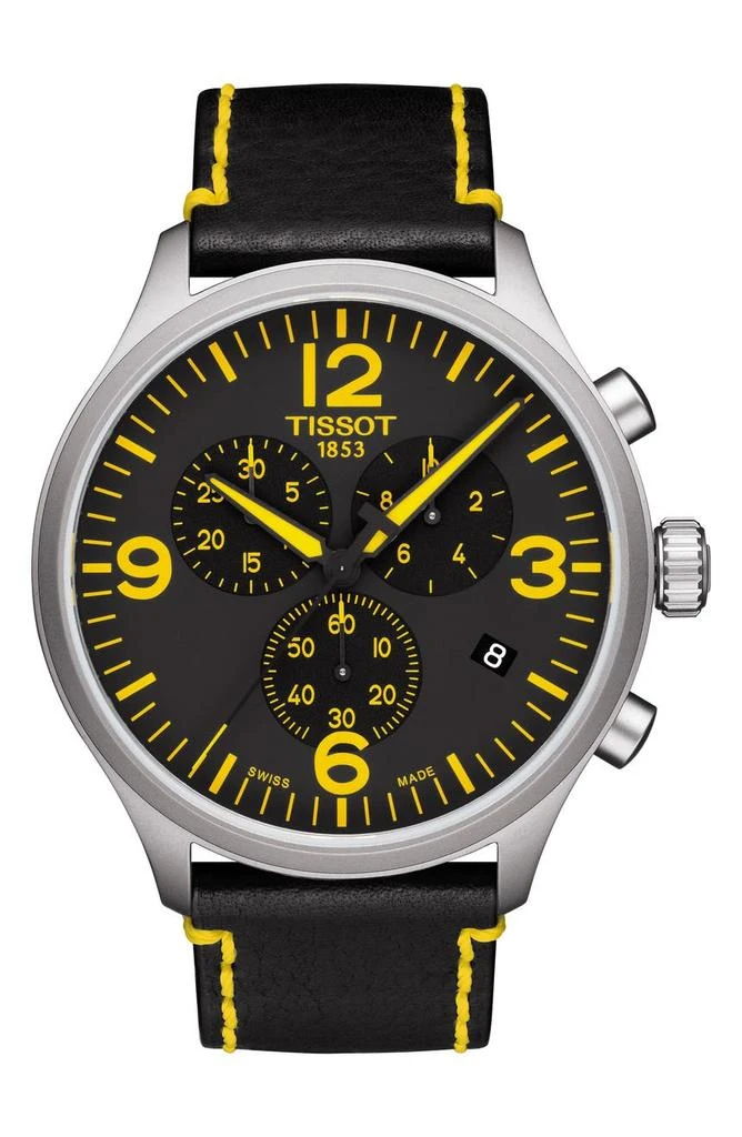 商品Tissot|Men's Chrono XL Classic Tour de France Edition Leather Strap Watch, 45mm,价格¥1577,第1张图片