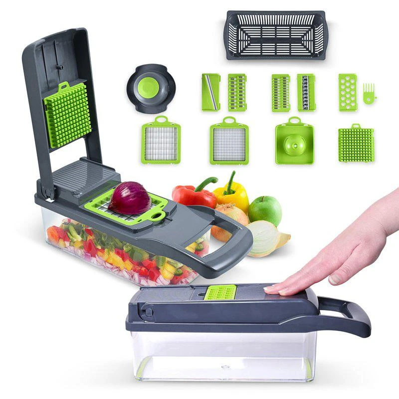 商品Cheer Collection|Vegetable Chopper with Container 10 in 1 Food Slicer Vegetable Cutter with 8 Blades,价格¥250,第1张图片