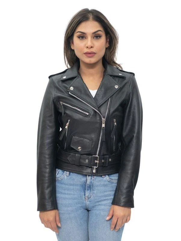 商品Infinity Leather|Women's Cowhide Brando Leather Biker Jacket-Murcia,价格¥1372,第5张图片详细描述