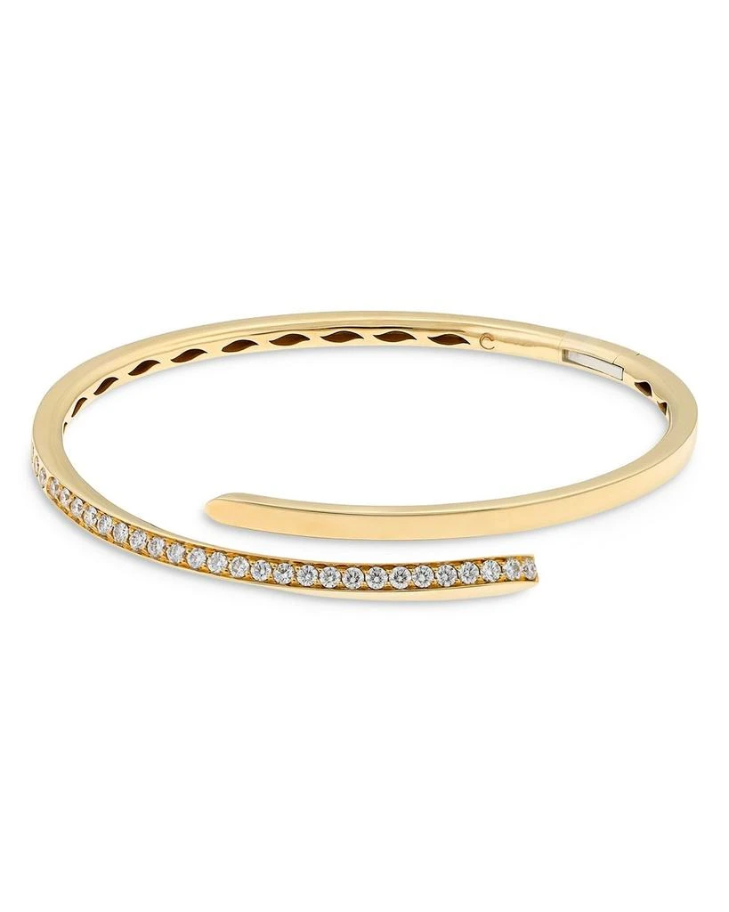 18K Yellow Gold Like Diamond Pavé Bypass Slim Bangle Bracelet - Exclusive, Italy Campaign 商品