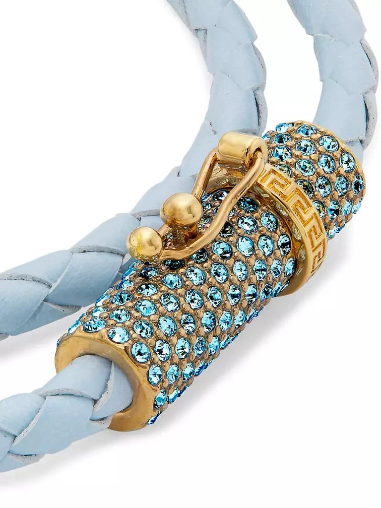 商品Versace|Festival Goldtone, Leather & Glass Crystal Double-Wrap Bracelet,价格¥1554,第3张图片详细描述