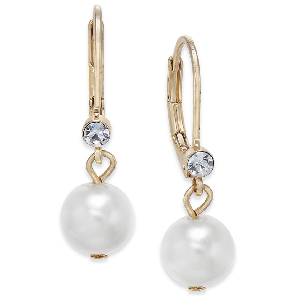 Pavé & Imitation Pearl Drop Earrings, Created for Macy's商品第1张图片规格展示