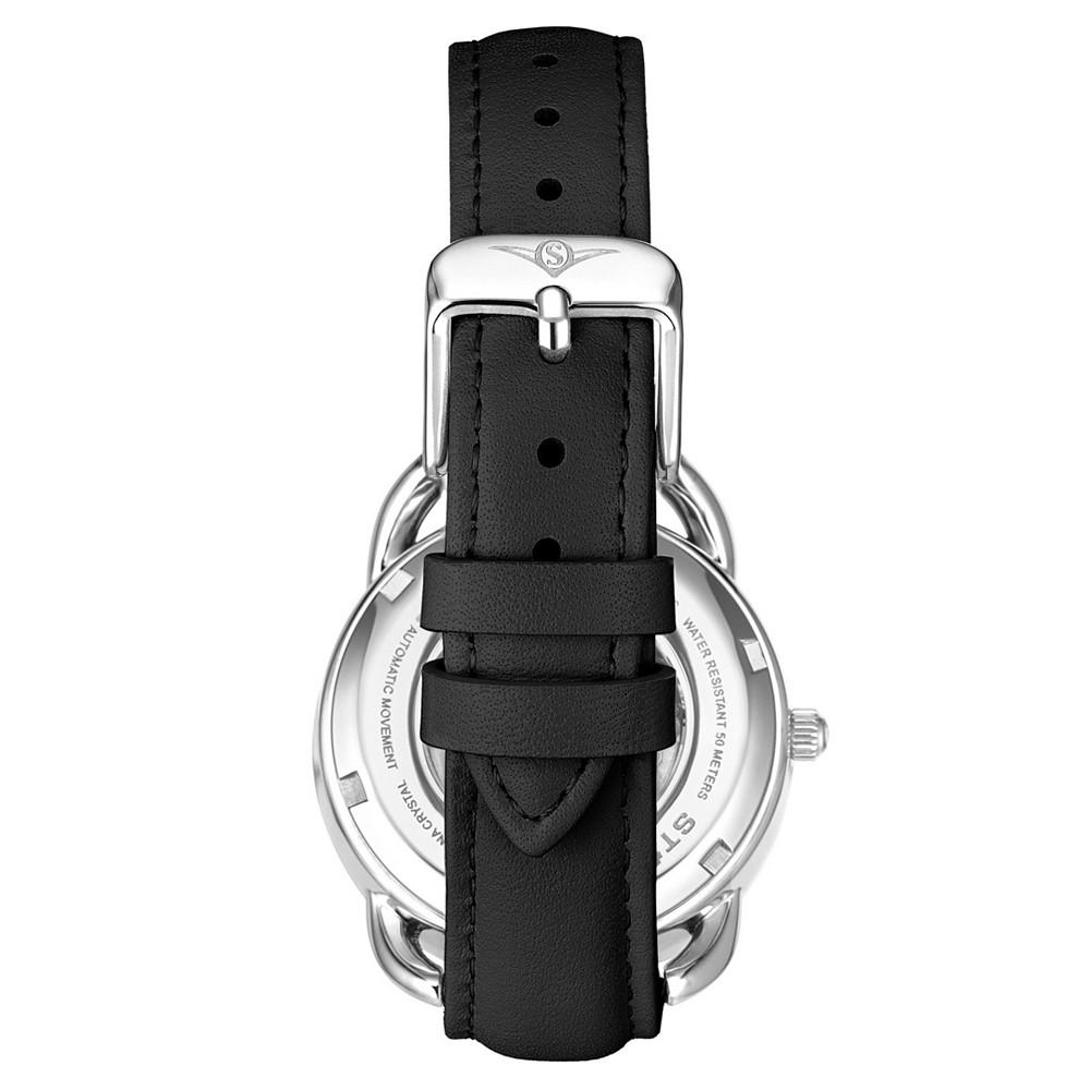 Women's Automatic Black Genuine Leather Strap Watch 36mm商品第2张图片规格展示