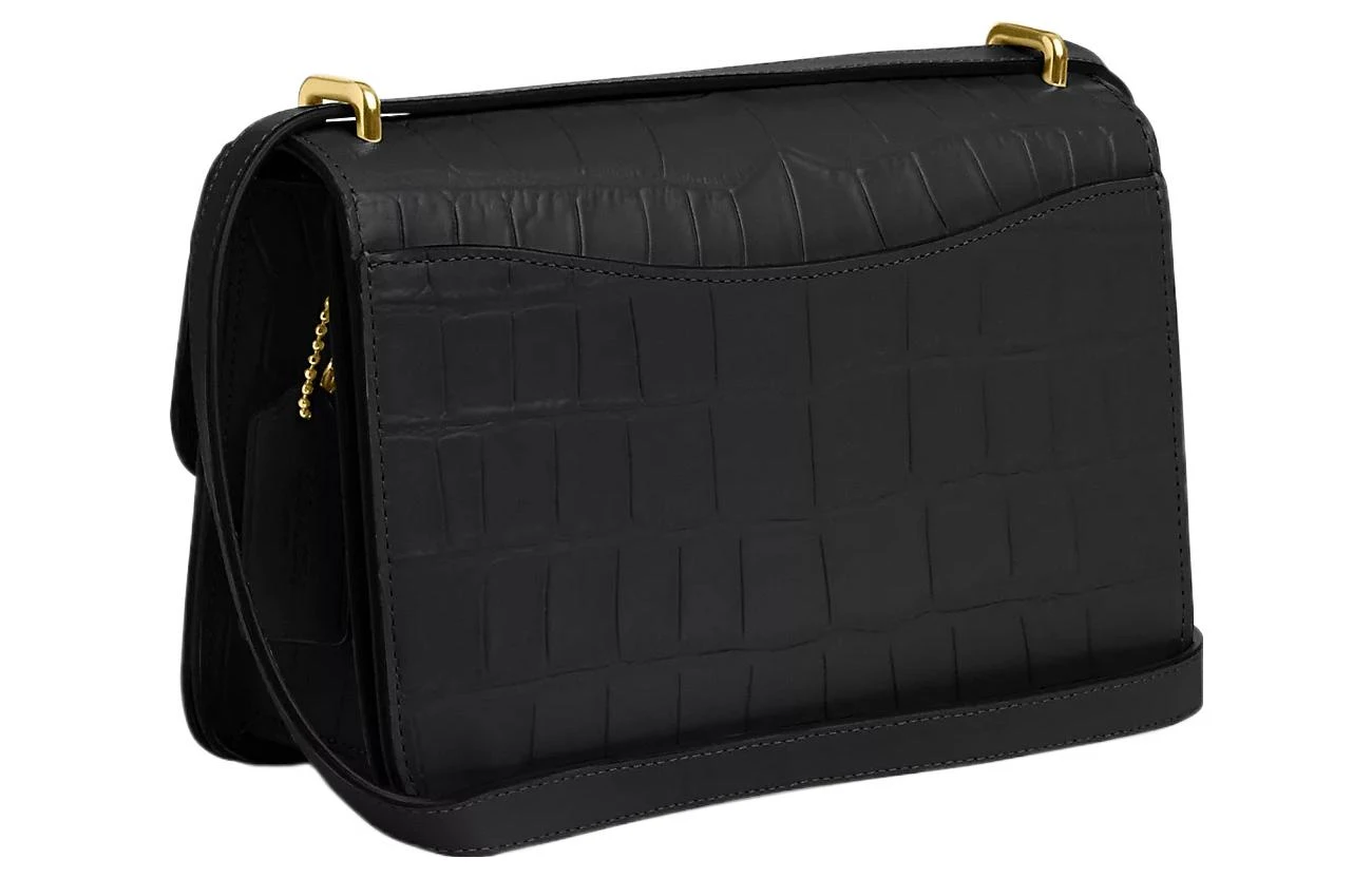 商品[国内直发] Coach|蔻驰 Morgan 25 铭牌标识铭牌 牛皮革 小方包单肩斜挎包 大号 女款 黑色,价格¥2134,第3张图片详细描述