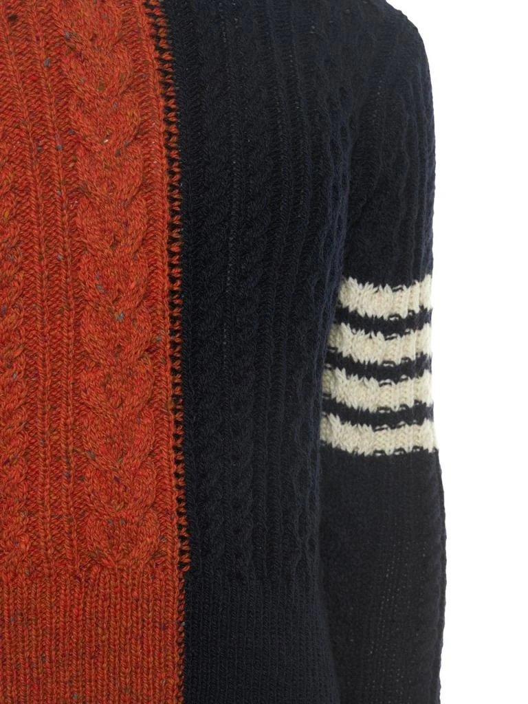 商品Thom Browne|Aaran Cable Knit Sweater W/ 4 Bar,价格¥3444,第4张图片详细描述