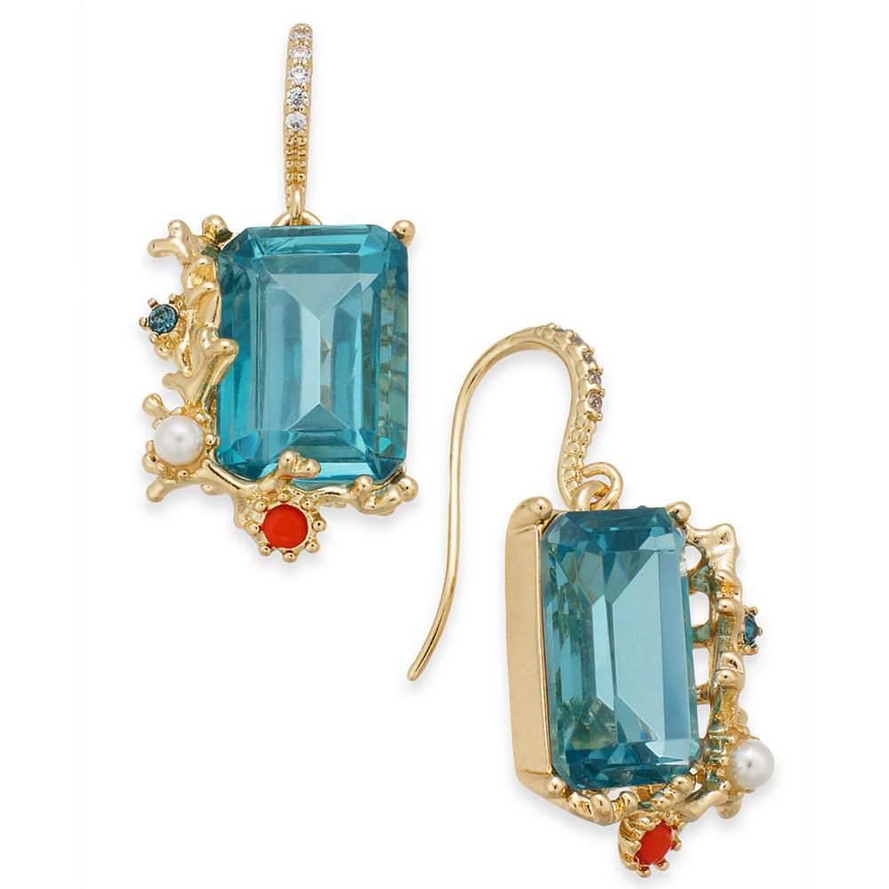Gold-Tone Crystal, Stone & Imitation Pearl Drop Earrings, Created for Macy's商品第1张图片规格展示