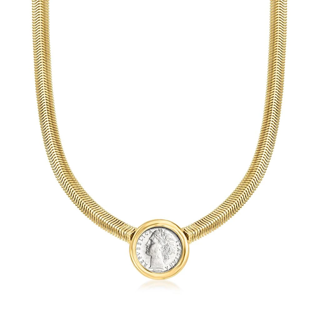 商品Ross-Simons|Ross-Simons Italian Genuine 100-Lira Coin Snake-Chain Necklace in 18kt Gold Over Sterling,价格¥2944,第1张图片