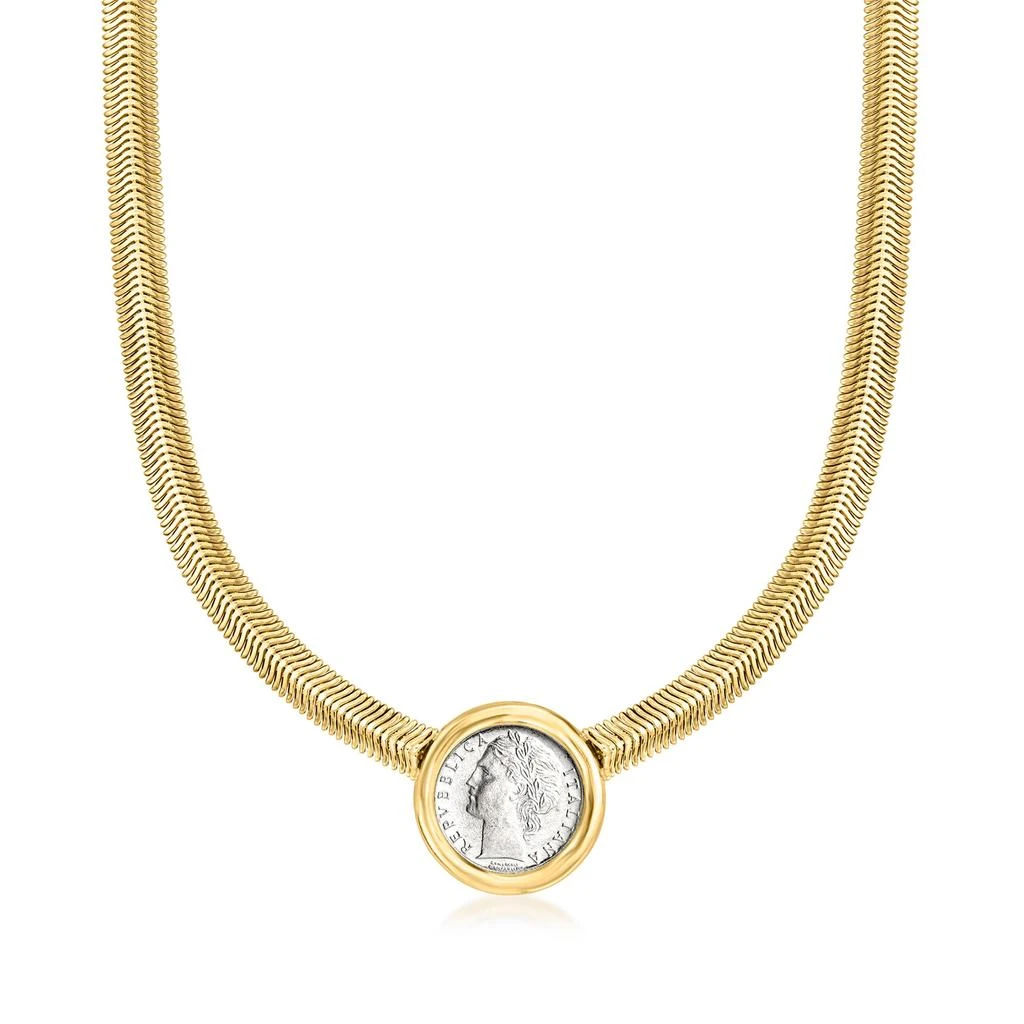 商品Ross-Simons|Ross-Simons Italian Genuine 100-Lira Coin Snake-Chain Necklace in 18kt Gold Over Sterling,价格¥1979,第1张图片