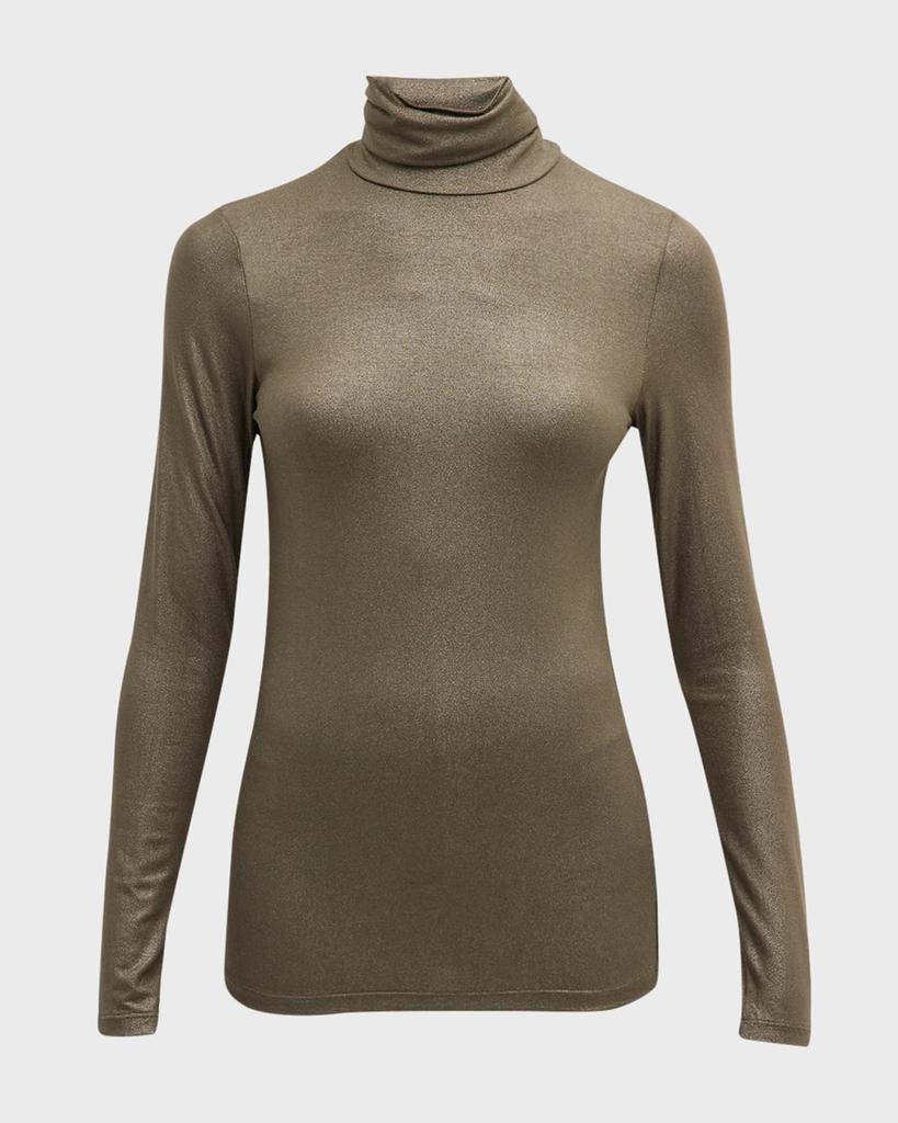 商品MAJESTIC FILATURES|Metallic Long-Sleeve Turtleneck Top,价格¥1471,第4张图片详细描述