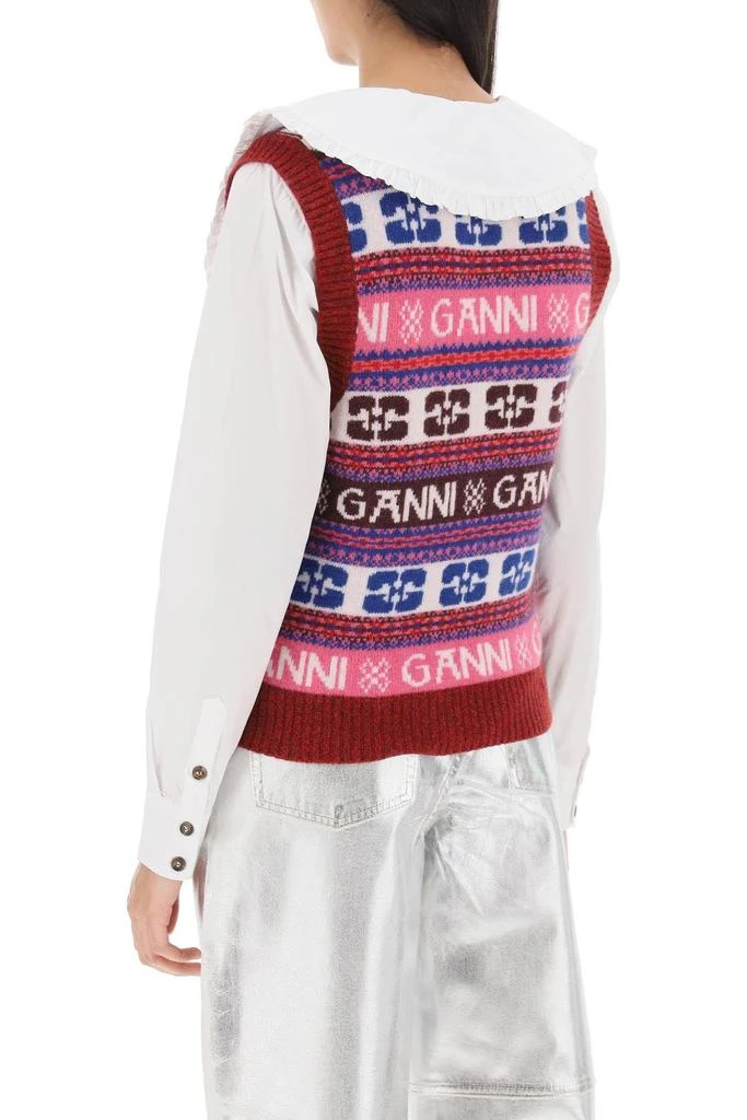 商品Ganni|Jacquard wool vest with logo pattern,价格¥996,第4张图片详细描述