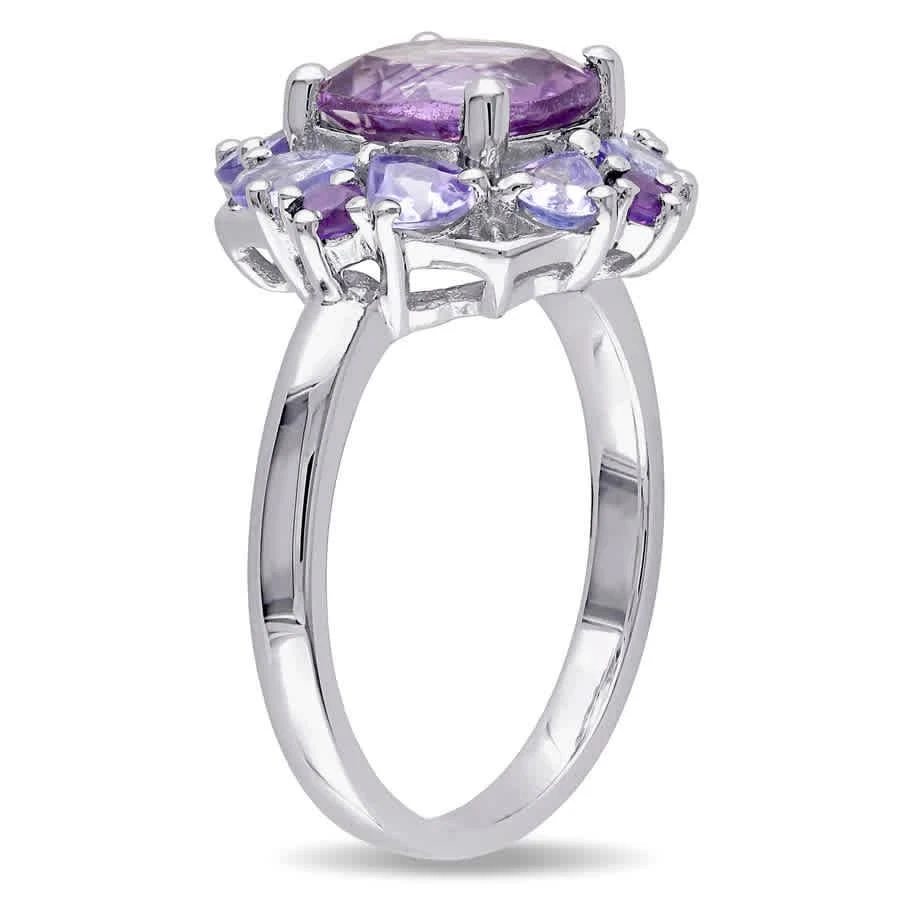 商品Amour|Sterling Silver 3 CT TGW Amethyst And Tanzanite Halo Ring,价格¥744,第2张图片详细描述
