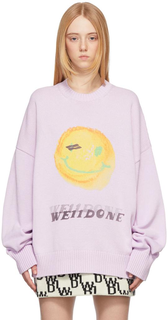 Purple Knit Smiley Sweater商品第1张图片规格展示