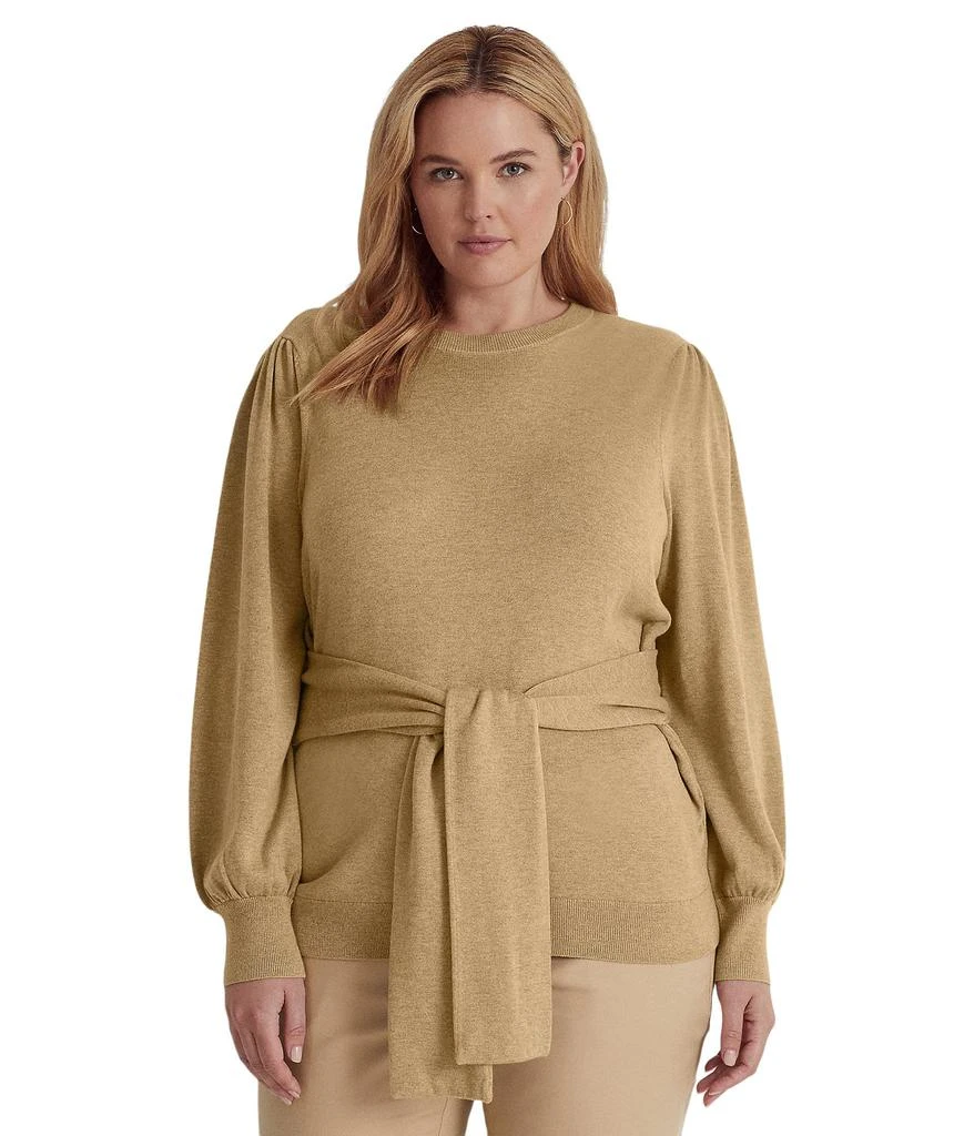 商品Ralph Lauren|Plus Size Belted Cotton-Blend Sweater,价格¥562,第1张图片