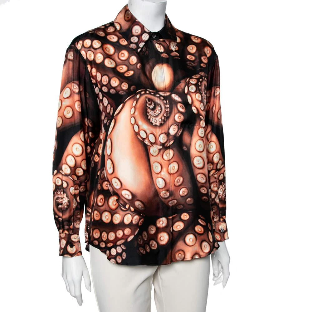 商品[二手商品] Burberry|Burberry London Brown Octopus Print Silk Long Sleeve Shirt S,价格¥2491,第2张图片详细描述