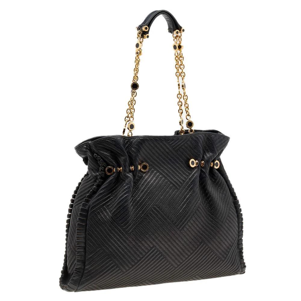 商品[二手商品] BVLGARI|Bvlgari Black Quilted Leather Twistino Tina Shopper Tote,价格¥3221,第3张图片详细描述