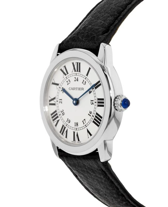 商品Cartier|Cartier Ronde Solo Quartz Black Leather Strap Women's Watch WSRN0019,价格¥19962,第3张图片详细描述