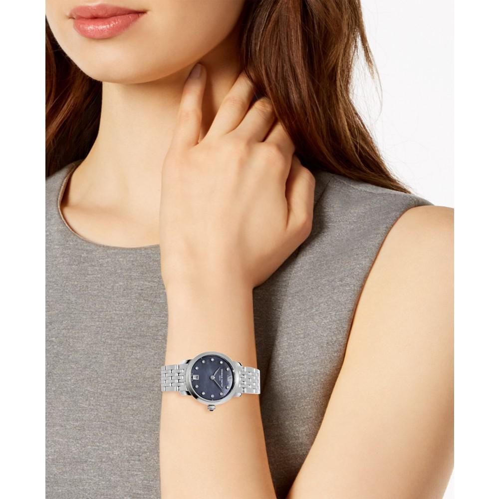 商品Frederique Constant|Women's Swiss Slimline Diamond (1/20 ct. t.w.) Stainless Steel Bracelet Watch 30mm,价格¥7941,第5张图片详细描述