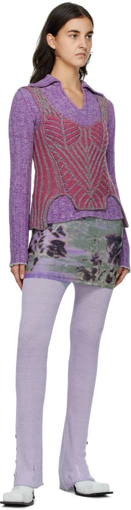 Purple & Gray V-Neck Polo Sweater商品第4张图片规格展示