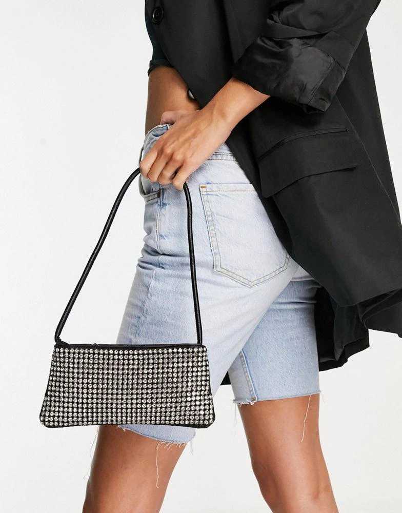 商品ASOS|ASOS DESIGN diamante mini shoulder bag in black,价格¥198,第3张图片详细描述