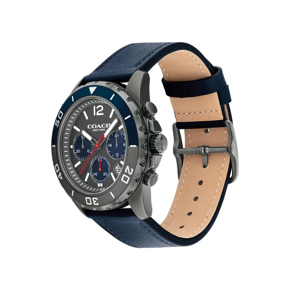 商品Coach|Men's Kent Blue Leather Strap Watch 44mm,价格¥1104,第2张图片详细描述