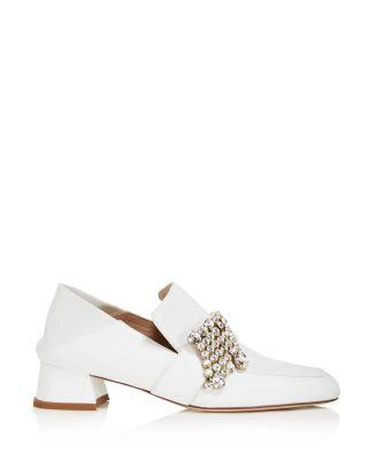 商品Stuart Weitzman|Women's Irises Embellished Leather Block Heel Loafers ,价格¥1861,第2张图片详细描述