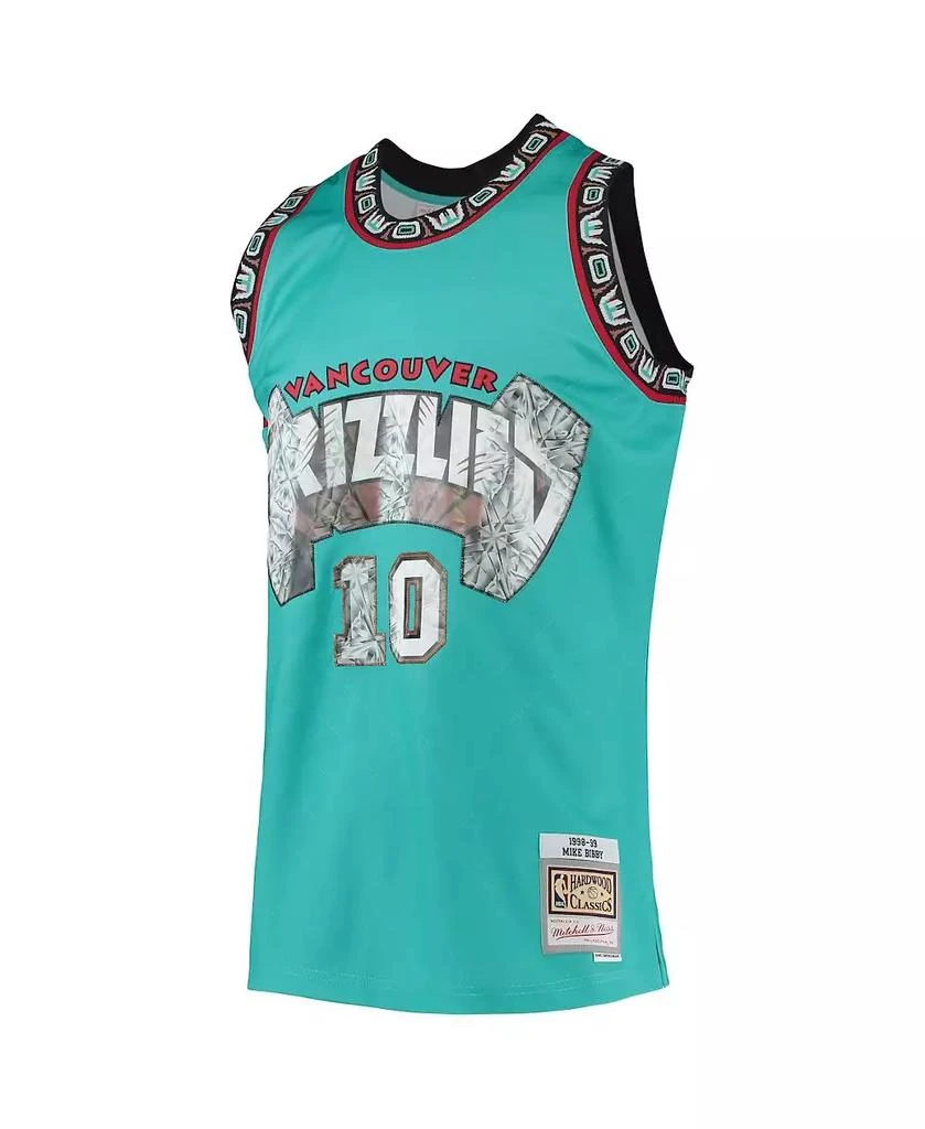 商品Mitchell & Ness|Men's Mike Bibby Turquoise Vancouver Grizzlies 1998-99 Hardwood Classics 75th Anniversary Diamond Swingman Jersey,价格¥1502,第3张图片详细描述