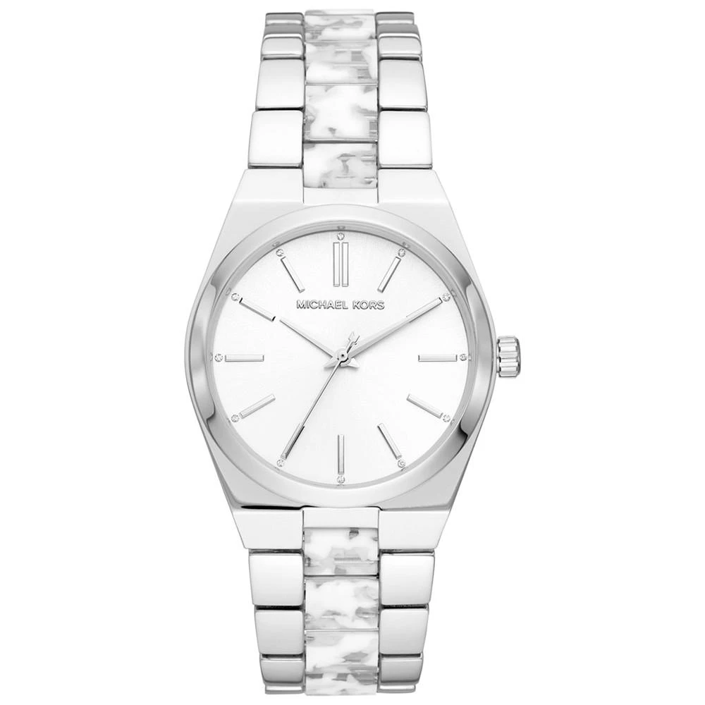 商品Michael Kors|Women's Channing Stainless Steel & White Acetate Bracelet Watch 36mm,价格¥1061,第1张图片