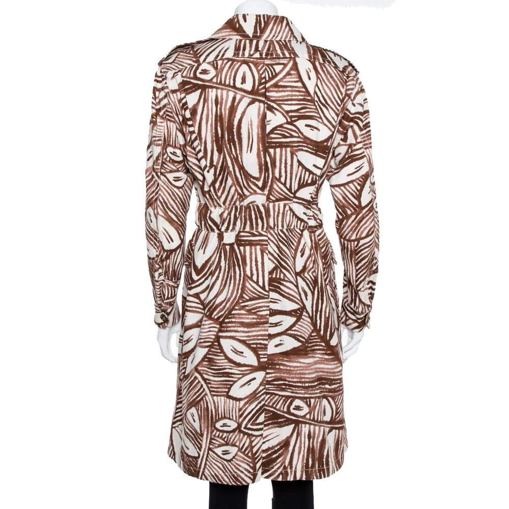 商品[二手商品] Max Mara|Max Mara White & Brown Printed Canvas Belted Coat M,价格¥1105,第3张图片详细描述