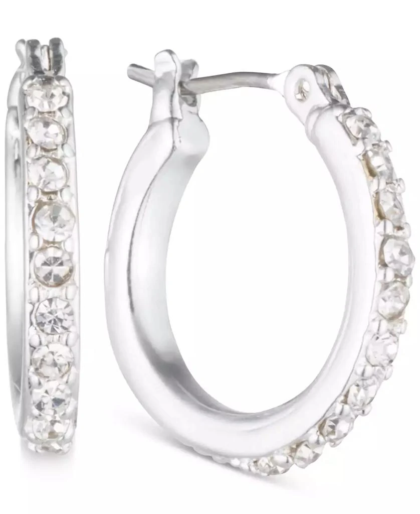 商品Anne Klein|Silver-Tone Crystal Small 1/2" Hoop Earrings,价格¥64,第1张图片