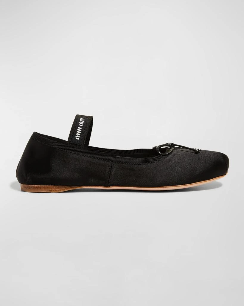 商品Miu Miu|Satin Bow Ballerina Flats,价格¥7844,第1张图片