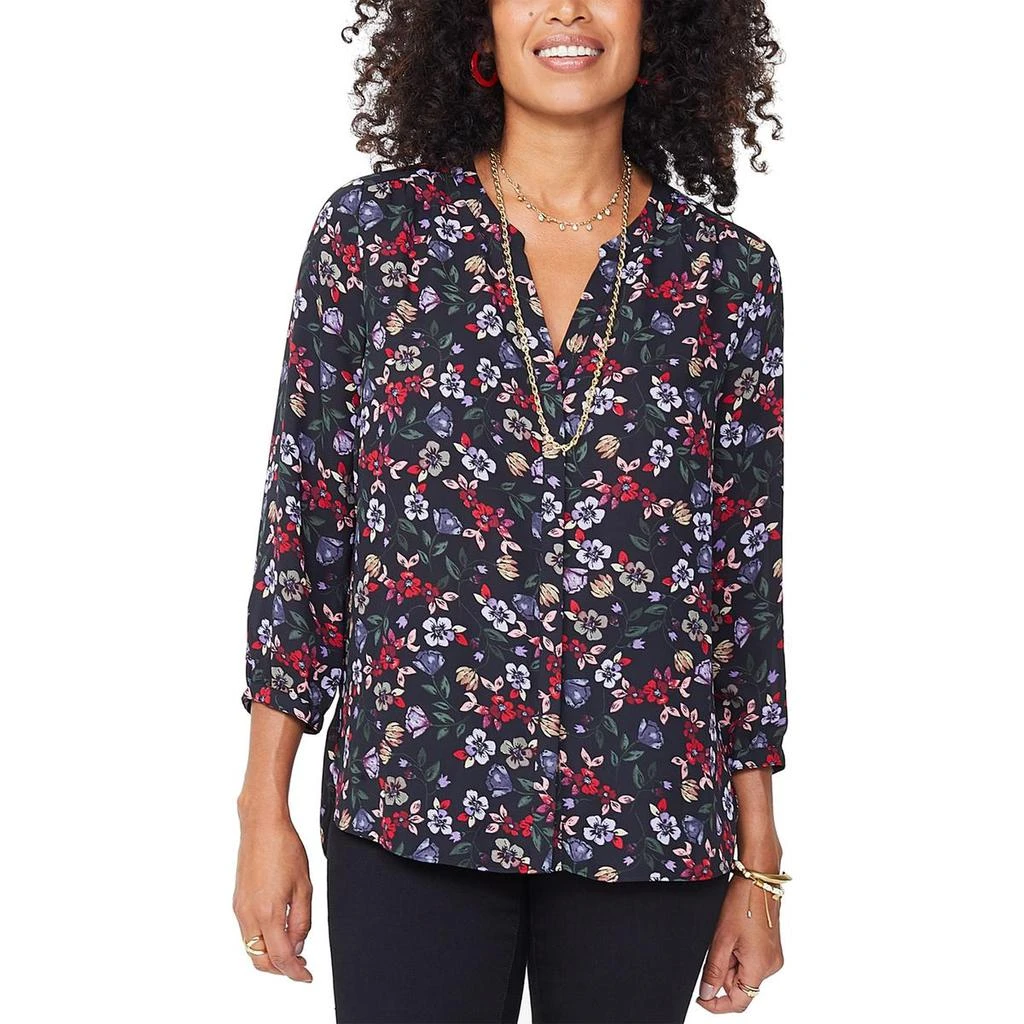 商品NYDJ|NYDJ Womens Printed Pleated Back Button-Down Top,价格¥107,第1张图片