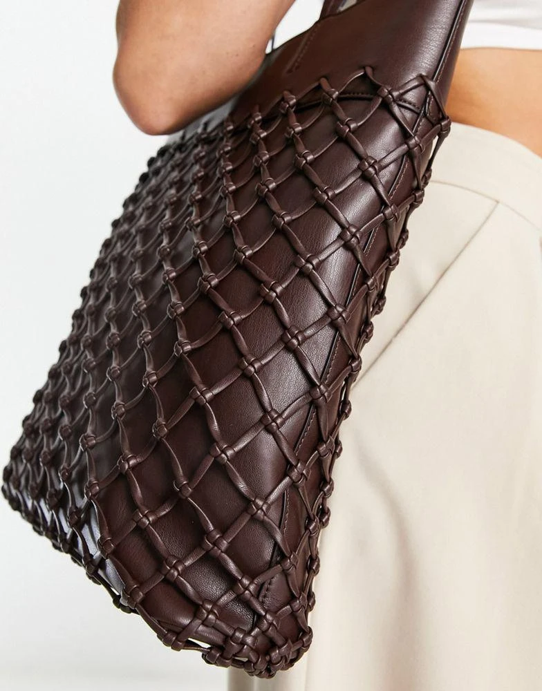 商品Topshop|Topshop tina weave tote in choc,价格¥187,第2张图片详细描述