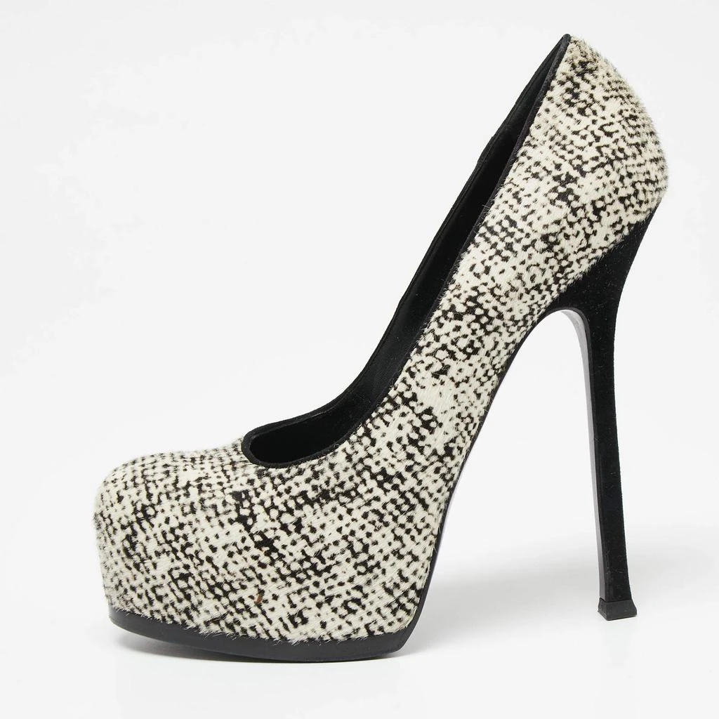 商品[二手商品] Yves Saint Laurent|Saint Laurent  Cream/Black Calf Hair Tribtoo Platform Pumps Size 38.5,价格¥1215,第1张图片