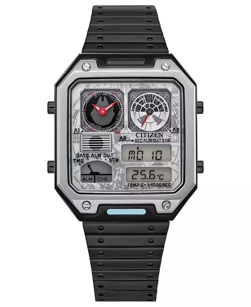 商品Citizen|Men's Star Wars Millennium Falcon Ana-Digi Gray-Tone Stainless Steel Bracelet Watch 33mm,价格¥2830,第1张图片