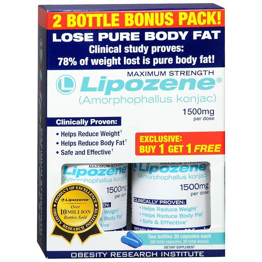 商品Lipozene|葡甘露聚糖（提取自魔芋根）胶囊 辅助减肥,价格¥155,第1张图片
