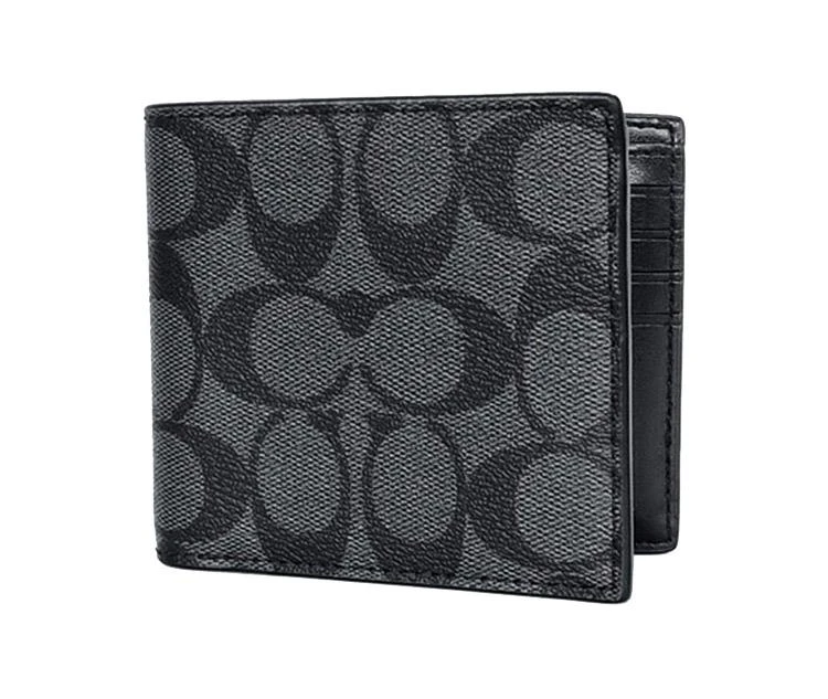 商品Coach|香港直邮Coach 蔻驰 男士黑灰色短款钱包 F74993CQBK,价格¥1262,第4张图片详细描述
