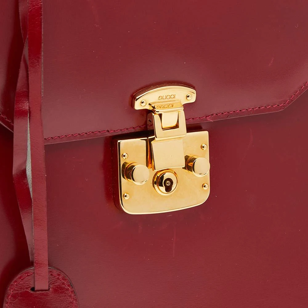 商品[二手商品] Gucci|Gucci Red Leather Vintage Kelly Rare Lady Lock Top Handle Bag,价格¥6613,第5张图片详细描述