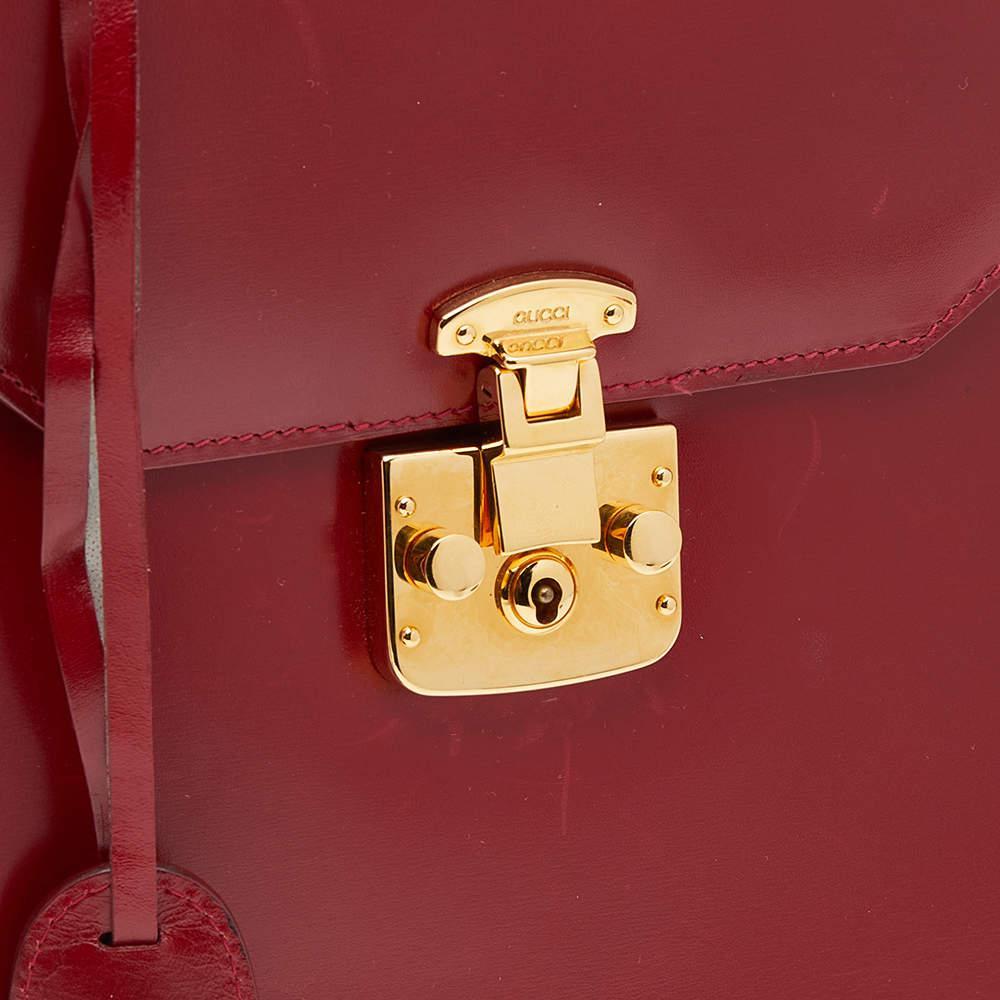 商品[二手商品] Gucci|Gucci Red Leather Vintage Kelly Rare Lady Lock Top Handle Bag,价格¥8029,第7张图片详细描述
