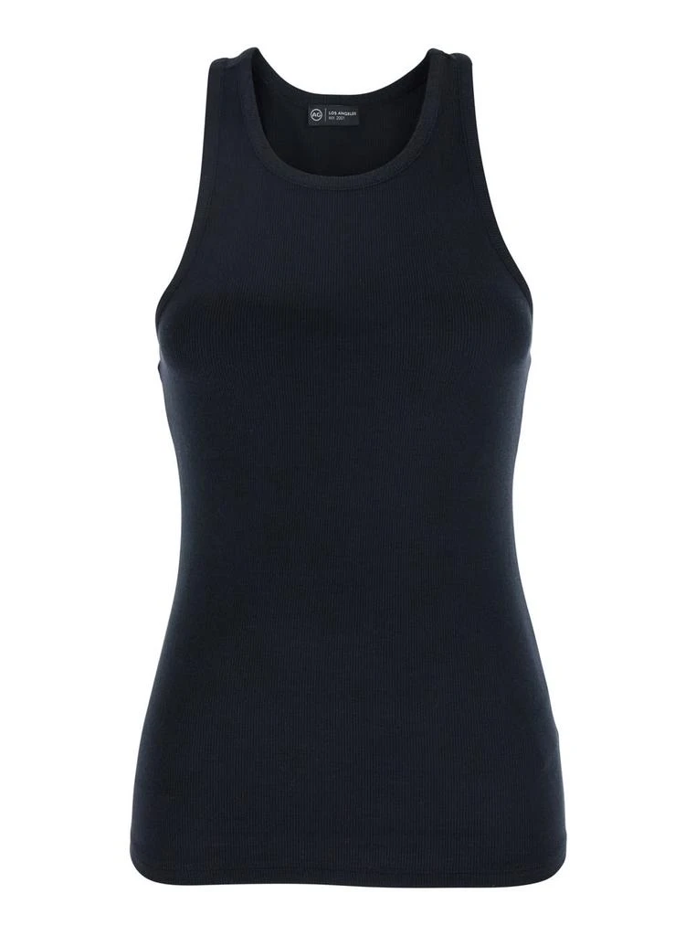 商品AG Jeans|Black Top With Logo Printed On The Back In Modal Blend Woman,价格¥971,第1张图片