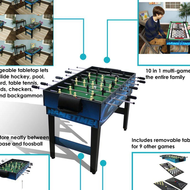 商品Sunnydaze Decor|10-in-1 Multi-Game Table Billiards Foosball Hockey Pool Air Hockey,价格¥1797,第2张图片详细描述
