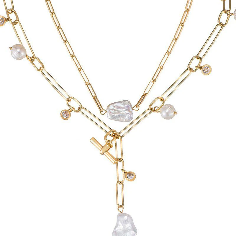 商品Ettika Jewelry|Deep Water Pearl 18k Gold Plated Lariat Necklace ONE SIZE,价格¥642,第1张图片