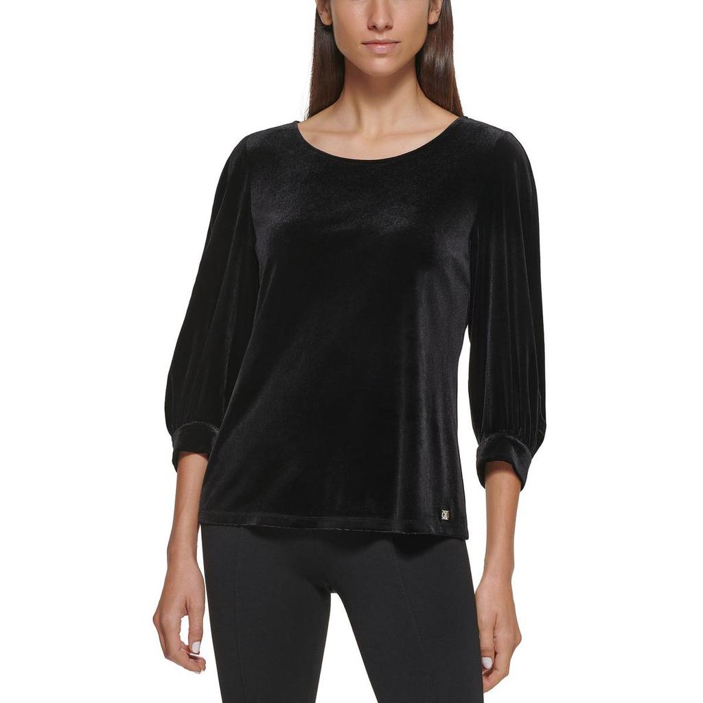 Calvin Klein Womens Puff Sleeves Round Neck Pullover Top商品第1张图片规格展示