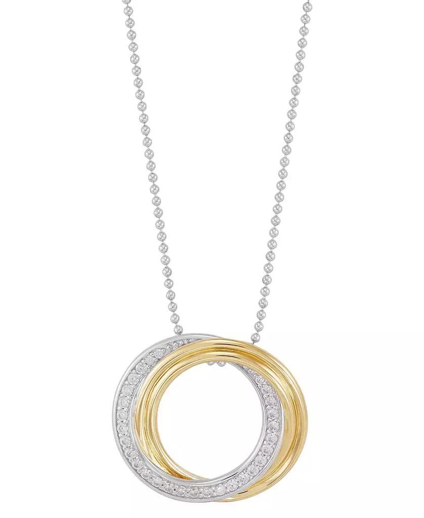 商品Macy's|Cubic Zirconia Double Circle 18" Pendant Necklace in Sterling Silver & 14k Gold-Plate,价格¥296,第1张图片