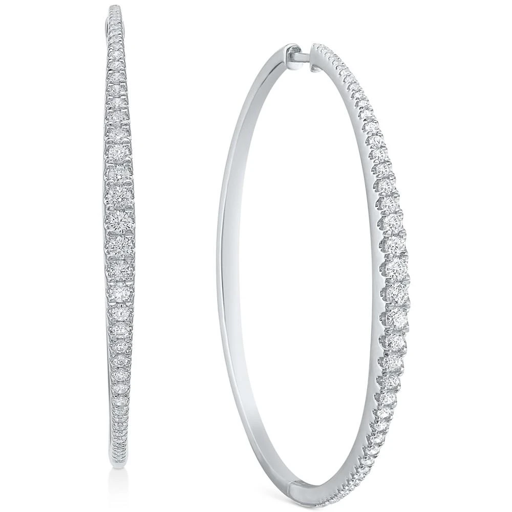 商品Macy's|Diamond Graduated Medium Hoop Earrings (1-1/2 ct. t.w.),价格¥45053,第1张图片