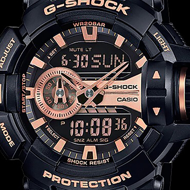 卡西欧（CASIO）手表 g-shock系列运动男表 黑色橡胶带GA-400GB-1A4-黑色-GA-400GB-1A4商品第3张图片规格展示