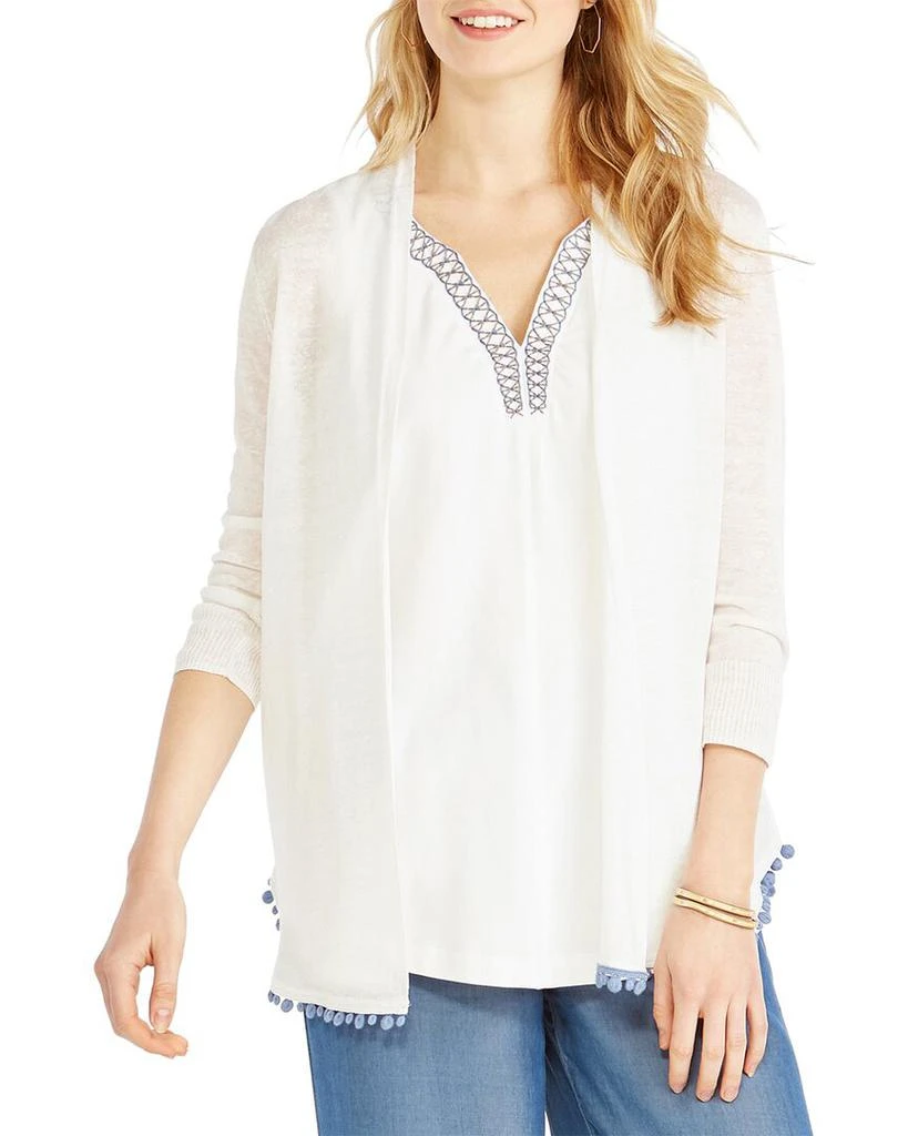 商品NIC+ZOE|NIC+ZOE Pom Linen-Blend Cardigan,价格¥521,第1张图片